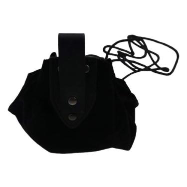 Imagem de Bolsa vintage medieval com cordão, bolsa de cintura com cinto, bolsa de cordão portátil, bolsa de moedas de couro sintético, bolsa de dinheiro, cinto masculino