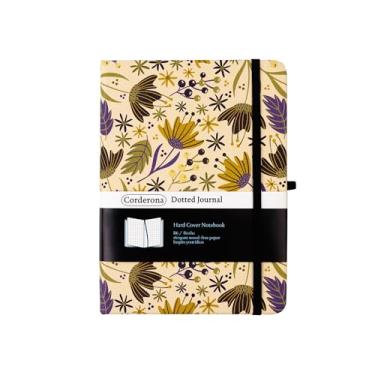 Imagem de Caderno floral pontilhado B6 160gsm capa dura ponto grade bloco elástico bolso interno caneta loop