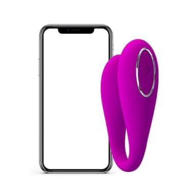 Imagem de Vibrador de Casal August Conexão Via Bluetooth Controle Aplicativo Formato U Recarregável