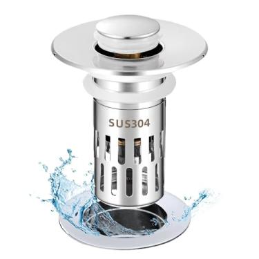 Imagem de RANTEC Tampa De Pia De Banheiro, Filtro De Drenagem De Pia Pop-Up Universal Para Substituição De Banheiro, Tampa De Drenagem De Pia Com Filtro Antientupimento, Coletor De Cabelo, Tampa De Drenagem D