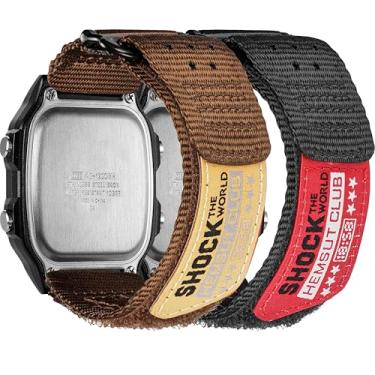 Imagem de Pulseira de relógio de 18 mm para Casio F-91W F-94W F-105W F-84W AE-1200 AE-1300 AE-1500WH W-215 W-216H W-217 W-218H SGW-300H, pulseira esportiva de nylon resistente (embalagem inclui: 2 x pulseiras