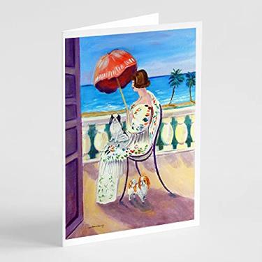 Imagem de Caroline's Treasures 7260GCA7P Lady with her Japanese Chin Cartões e Envelopes Pacote com 8, 7 x 5, multicolorido