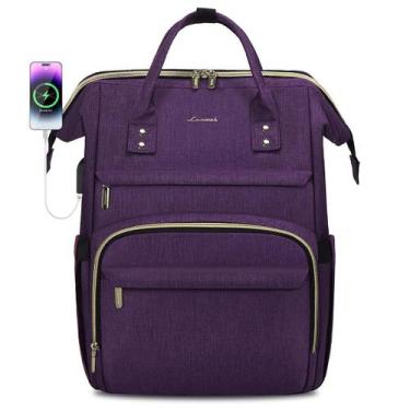 Imagem de Mochila para laptop LOVEVOOK para mulheres de 15,6" impermeável roxa e