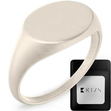 Imagem de RTZN Anéis de sinete para homens — Anéis masculinos de aço inoxidável premium — 100% à prova d'água e não mancha, simples, anel masculino com sinete dourado/prata para homens (tamanho: 6-12), 10, Aço