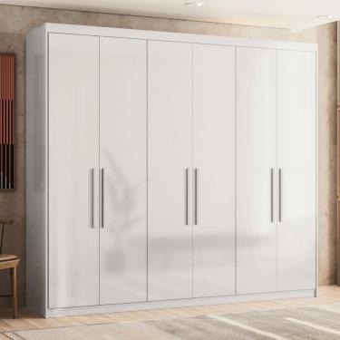Imagem de Roupeiro Venice Casal 100% MDF com 4 Gavetas interna - Branco Demóbile 