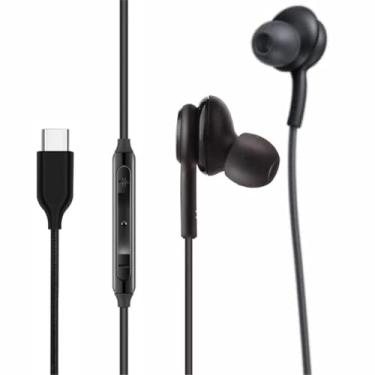 Imagem de Fones de ouvido estéreo 2025 para Samsung Galaxy Z Fold6 S24 S23 S22 S21 S20, Note 10, 10+ - Projetado por AKG - com microfone e conector tipo C remoto de volume - preto
