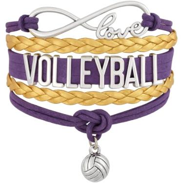 Imagem de Presentes de voleibol SportyBella para mulheres e adolescentes - Pulseira roxa de vôlei, joias, presentes de aniversário e formatura para ela, presentes de equipe e acessórios, 5-8 inches
