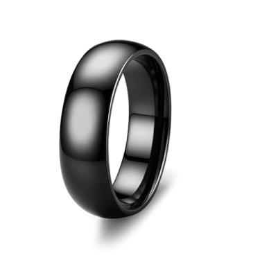 Imagem de ORAZIO Aliança de casamento masculina de aço inoxidável para homens e mulheres 6 mm 8 mm prata ouro preto simples abobadado anel de casamento anel alto polimento conforto ajuste tamanho 6-14, Sem