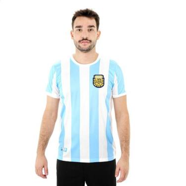 Imagem de Camiseta de Time RetrôMania Argentina Retrô 1986 Home Azul Claro e Bra