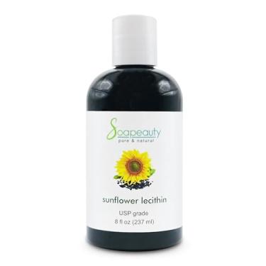 Imagem de Óleo líquido SUNFLOWER LECITHIN | Prensado a frio não refinado | Óleo de lecitina de girassol 100% puro natural de grau USP | Hidratante da pele, sabonete, loção | 236 ml