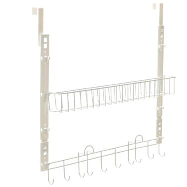 Imagem de Rack de Porta Multiuso para Lavanderia Ganchos para Vassouras, Rodos e Cesto de Produtos de Limpeza