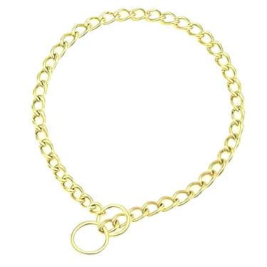 Imagem de Coleira gargantilha para cães coleira de corrente de metal dourado para treinamento pesado martingale para cães PPP PP pequeno médio grande animais de estimação meninos meninas, ouro P