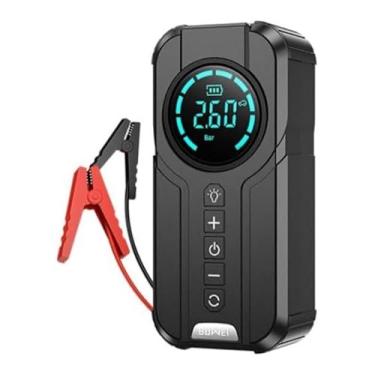 Imagem de Carregador de Bateria Top Portátil 3 em 1 com Compressor de Ar para encher pneus, Luz de Emergência, Power Bank para Carro e Moto – Ideal para Viagens
