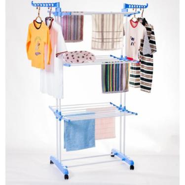 Imagem de Varal Dobrável  De Chão Grande Varal De Roupas 3 Andares  - Home Goods