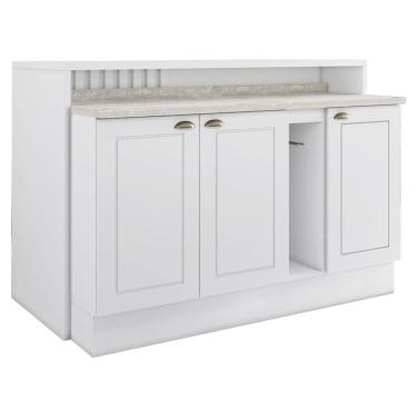 Imagem de Bancada E Balcao Gourmet 146 cm CE818 Americana Branco Calcare Henn