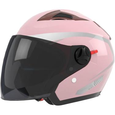 Imagem de Capacete De Motocicleta Com Alça De Liberação Rápida De Proteção Solar Meio Capacete Retrô, Capacete De Ciclomotor Versátil Com Lente Dupla Unissex - Capacetes Ade, Grey, Lens B