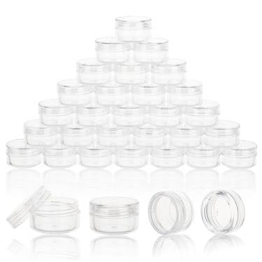 Imagem de 200 Count 3 Gram Sample Containers, Clear Lip Balm Containers with Lids, Small Plastic Sample Jars with 12 Mini Spoons, 200pcs Labels (Clear Lid)