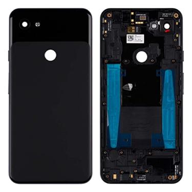 Imagem de Nova capa traseira de bateria de substituição compatível com Google Pixel 3A XL 15.2 cm capa traseira de bateria de vidro real de substituição (preto)