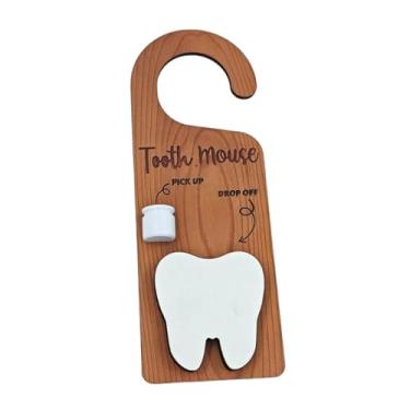 Imagem de IEUDNS Suporte de porta de dente de madeira, placa decorativa, berçário, presente de incentivo, caixa de de dentes, suporte para aniversário, quarto, com Rato de Dente