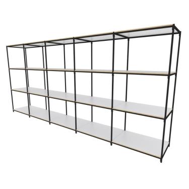 Imagem de Praleira De Aço Reforçada Mini Porta Pallet 200x60x90 Estante Estoque Bandeja Branca 5 Módulos Conjugados