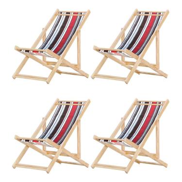 Imagem de Kit 4 Cadeira Espreguiçadeira Dobrável S-b- L Marrom-vermelho