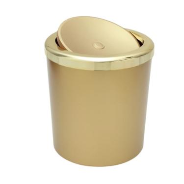 Imagem de Lixeira Com Tampa Basculante Para Banheiro Cozinha 5litros Haus Dourada