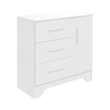 Imagem de Cômoda Infantil 1 Porta E 3 Gavetas 100% Mdf Liam Branco Brilho