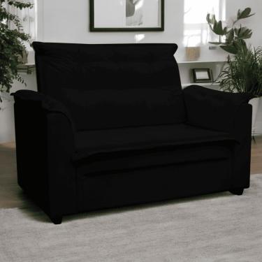 Imagem de Sofá 2 Lugares Namoradeira Marrocos 1,40m Sala De Tv Estar Recepção Suede Preto Mabe Magazine