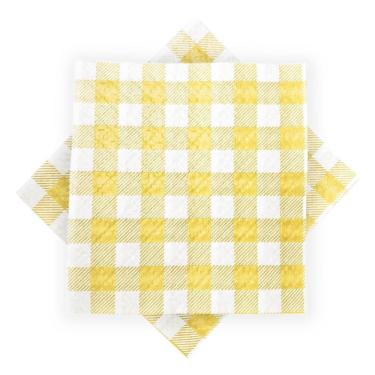 Imagem de Guardanapo De Papel Xadrez Amarelo 20cm X 21cm - 50 Unidades