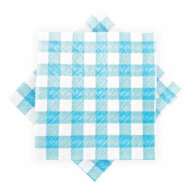 Imagem de Guardanapo De Papel Xadrez Azul Claro 20cm X 21cm - 50 Un