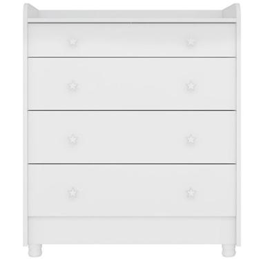 Imagem de Cômoda Com Trocador Infantil 4 Gavetas E Pés Doce Mel Branco