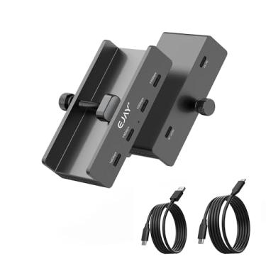 Imagem de Hub USB C de 10 Gbps – EJAY 4 portas de alumínio USB 3.2 design de grampo de encaixe para mesa/computador com porta de fonte de alimentação extra e cabo de dados de 119 cm de comprimento e cabo de