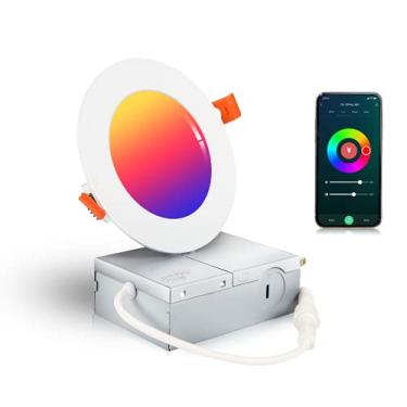 Imagem de CLOUDY BAY Iluminação Embutida Led Inteligente Wi-Fi De 4 Polegadas, Rgbcw Com Mudança Cor, Compatível Alexa E Google Home Assistant, Sem Necessidade Hub, 10 W, 2700 K-6500 K, Cri90+, 1 Pacote