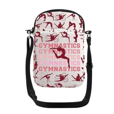 Imagem de JYTAPP Bolsa transversal de ginástica para amantes de ginástica, presentes para jogadores, bolsa de competição de ginástica, bolsa tiracolo esportiva, Bege, Small