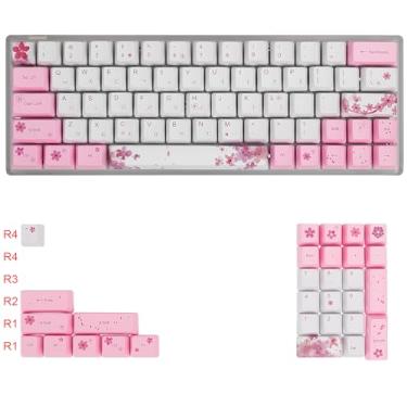 Imagem de (Apenas teclas) Sakura Conjunto de teclas 60% PBT OEM para teclado mecânico MX Switchs, layout ANSI compatível com GH60 RK61/ALT61/Annie/poker GK61 GK64 (coreano)