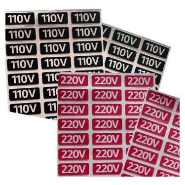 Imagem de Etiqueta Tomada Voltagem 110v E 220v - 100un Adesivo Tomada - Adesivos