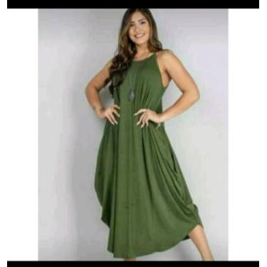 Imagem de Vestido longo  saruel - KAREN CONFECÇÕES, Verde militar, P