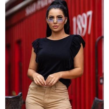 Imagem de Blusa tshirt manga curta babado estilo - filo modas, Pink, P