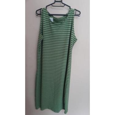 Imagem de Vestido feminino regata com listras verdes