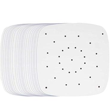 Imagem de Papel de pergaminho Air Fryer, 200 peças de forros quadrados perfurados não branqueados para fritadeira a ar, forro de pergaminho a vapor, papel pergaminho para fritadeira a ar, sem queimaduras,