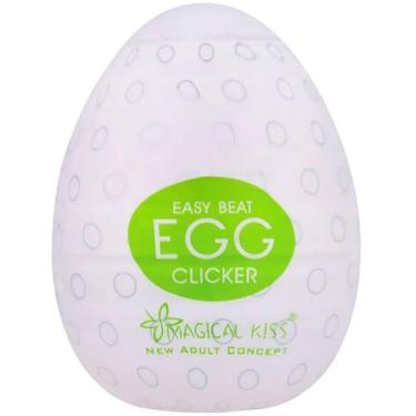 Imagem de Masturbador Masculino EGG, Modelo Clicker, 7cm x 5,2cm, Silicone, Branco