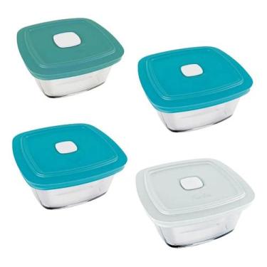 Imagem de Conjunto 4 Potes Marmita Vasilha Vidro C/ Tampa 500ml Nadir - Nadir Fi