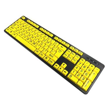 Imagem de TRONWIRE Teclado grande de alto contraste com 104 teclas USB com fio para computador desktop PC