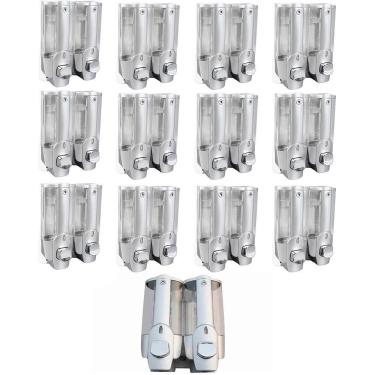 Imagem de Dispenser Duplo Sabao Sabonete Acool em Gel Kit 13 Uni Shampoo Liquido Hotel Shopping