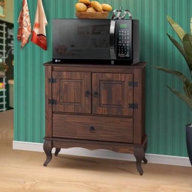 Imagem de Balcão Para Micro-ondas Madeira Maciça Rústico Marrom Jm Móveis