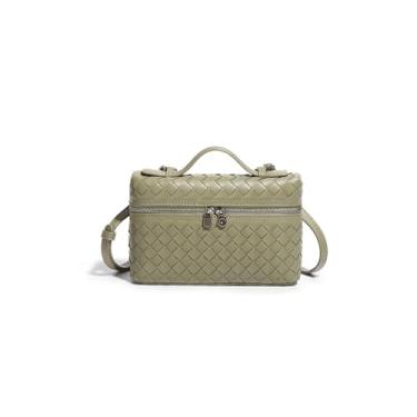 Imagem de AGDHERSNVX Bolsa tiracolo de tecido para mulheres, bolsa pequena com alça superior, bolsa quadrada de ombro com alça ajustável, Verde Matcha