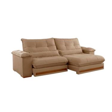 Imagem de Sofá 3 Lugares Retrátil e Reclinável Qatar Linho Bege 240 cm - Modern