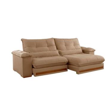 Imagem de Sofá 3 Lugares Retrátil e Reclinável Qatar Linho Bege 220 cm - Modern