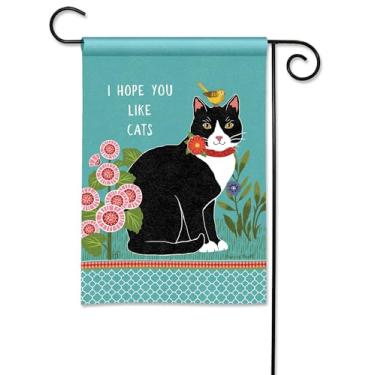 Imagem de Studio M Decoração de bandeira externa dupla face para paisagismo, jardins e quintais, tecido SolarSilk padrão de 30 x 45 cm, gato de jardim secreto