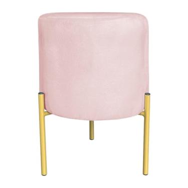 Imagem de Puff Decorativo Soren Suede Rosa Bebê Pés de Ferro Dourado - Pallazio